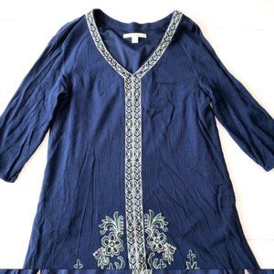Miami Navy Green Embroidered Tunic